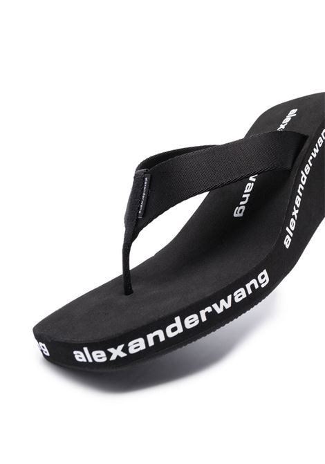 Black logo-print wedge slides - women ALEXANDER WANG | 30321S019001
