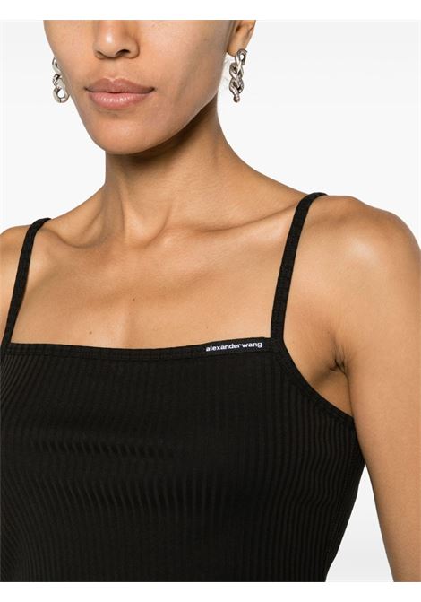Black scoop-neck cropped knit top - women - ALEXANDER WANG