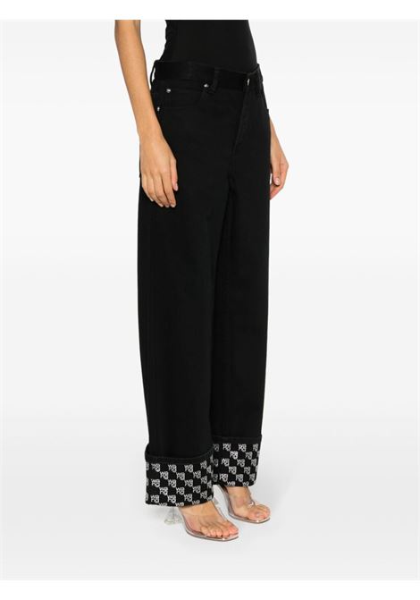 Black crystal-embellished mid-rise straight-leg jeans - women ALEXANDER WANG | 4DC1244252011
