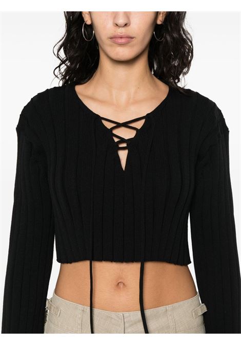 Maglione crop a coste in nero - donna ALEXANDER WANG | 4KC2241014001
