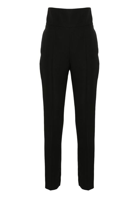 Black high-waist tailored wool trousers - women