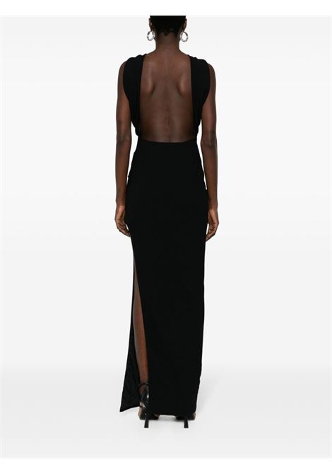 Black floral-appliqu? long dress - women AMEN | ACS24522920