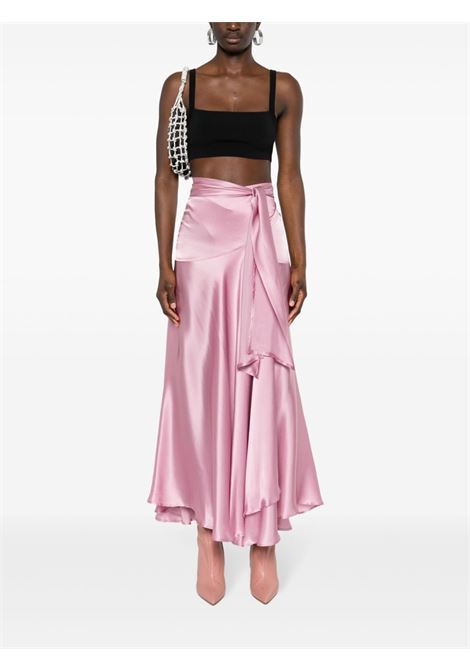 Pink wraparound satin midi skirt - women AMEN | AMS24305030