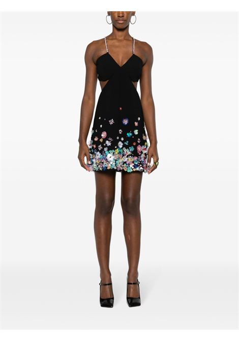 Black floral-embellished mini dress - women AMEN | AMS24425009