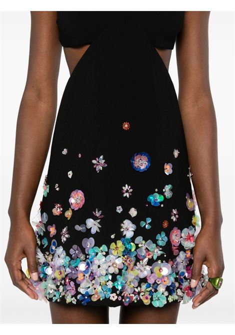 Black floral-embellished mini dress - women AMEN | AMS24425009