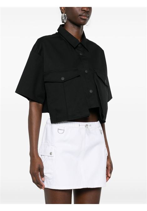 Black cargo-pockets cropped shirt - women AMEN | HMS24210009