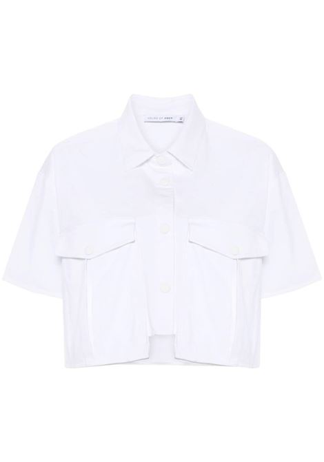 Camicia cargo-pockets corta in bianco - donna