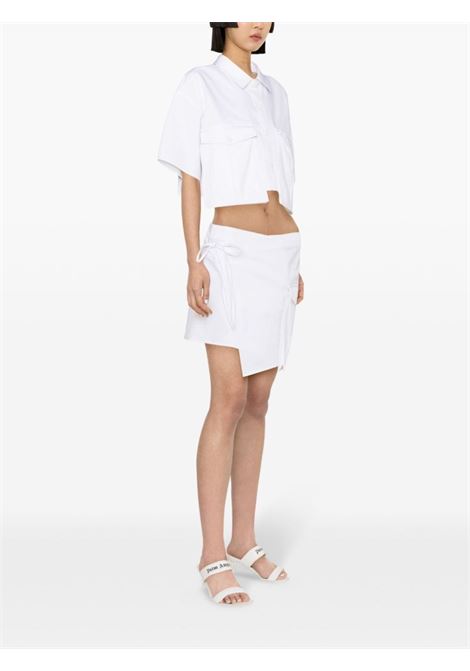 White cargo-pockets cropped shirt - women AMEN | HMS24210600