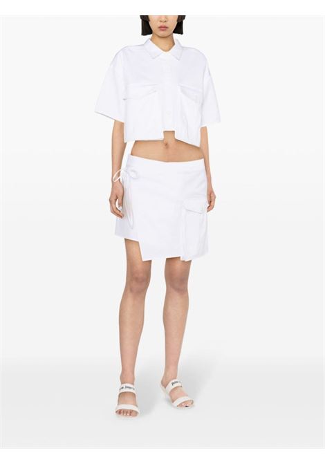 White cargo-pockets cropped shirt - women AMEN | HMS24210600