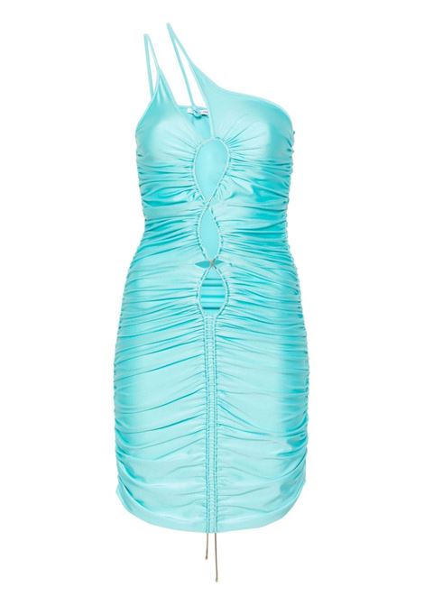 Light blue one-shoulder ruched mini dress Amen - women AMEN | Dresses | HMS24400096