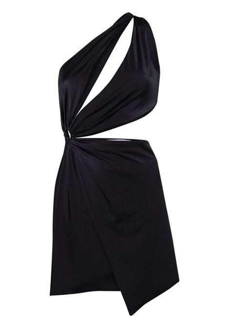 Black asymmetric satin minidress - women