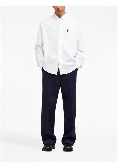 White logo-embroidered shirt - unisex AMI PARIS | BFUSH130CO0031168