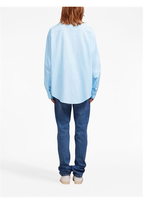 Camicia con ricamo in blu - unisex AMI PARIS | BFUSH130CO0031450