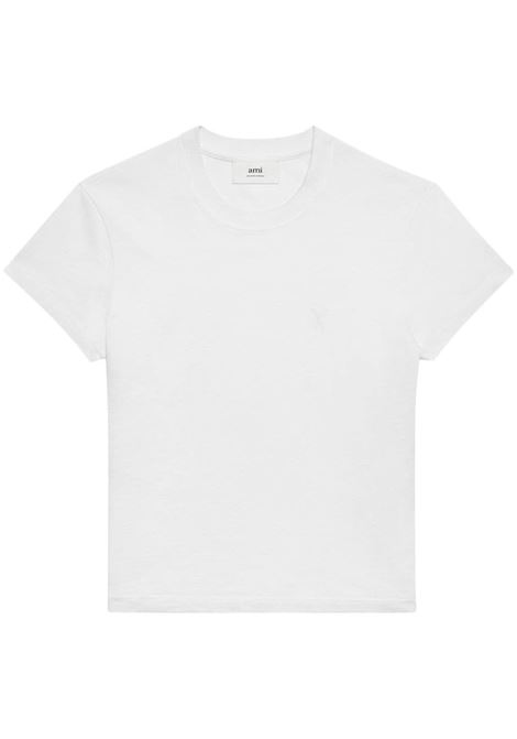 T-shirt girocollo in bianco di Ami Paris - uomo AMI PARIS | T-shirt | UTS003724100