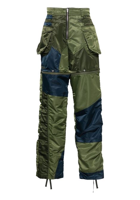 Green detachable patchwork cargo trousers Andersson Bell - unisex