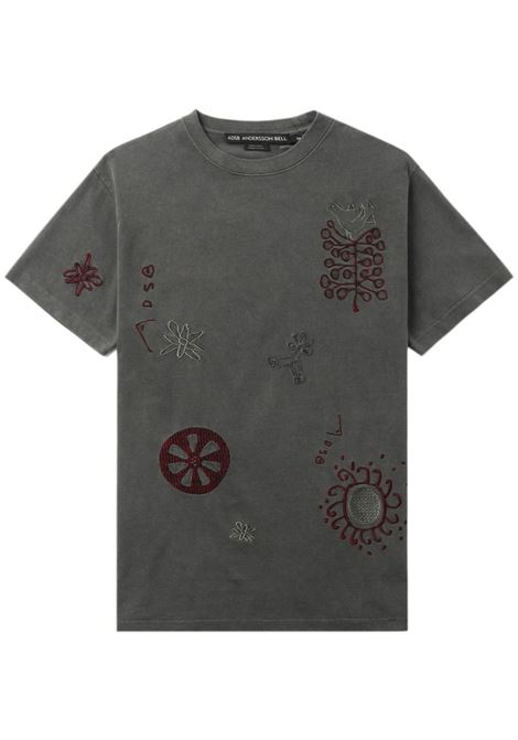 Grey embroidered T-shirt - unisex ANDERSSON BELL | ATB1088UCHRCL