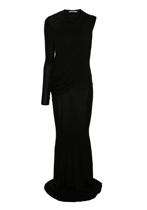 Black asymmetric draped maxi dress - women
