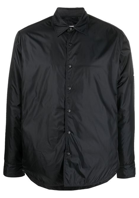 Black long-sleeve buttoned shirt jacket - men