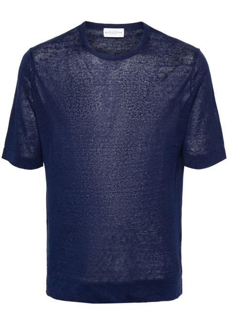 Blue linen fine-knit t-shirt Ballantyne - men BALLANTYNE | B2W02514L1413690
