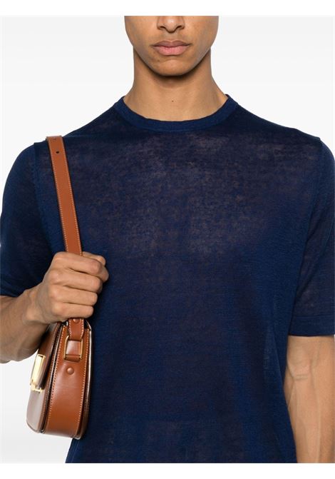 T-shirt in maglia fine in lino blu Ballantyne - uomo BALLANTYNE | B2W02514L1413690