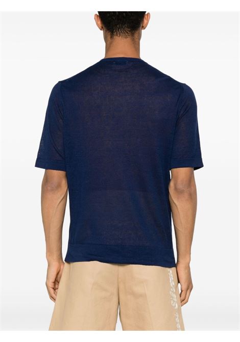 T-shirt in maglia fine in lino blu Ballantyne - uomo BALLANTYNE | B2W02514L1413690
