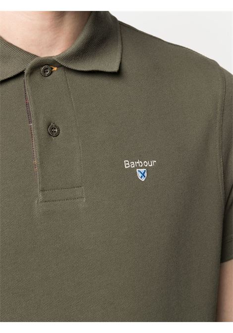 Olive green logo-embroidered polo shirt - men BARBOUR | MML0012OL51
