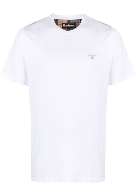 White embroidered-logo T-shirt - men