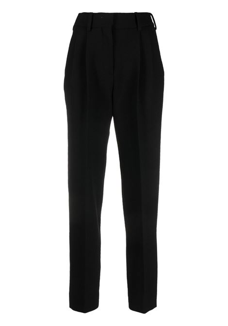 Black high-waisted tapered trousers ? women 