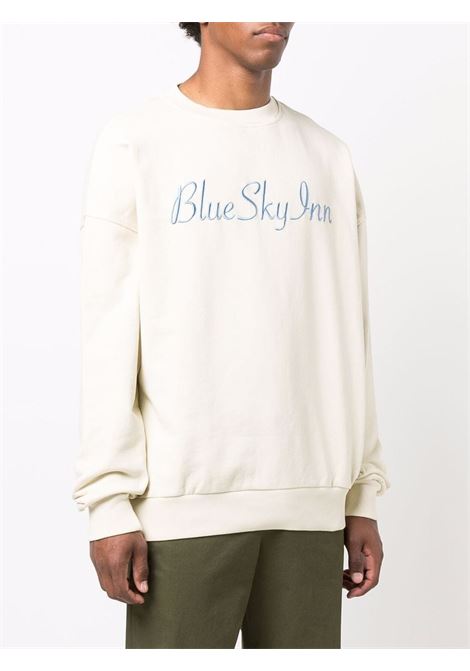 Beige logo-embroidered sweatshirt - men BLUE SKY INN | BS2101CN001CRM