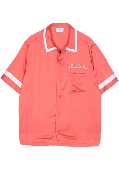 Pink logo-embroidered shirt - men