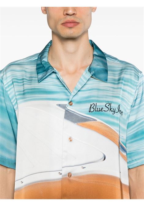 Multicolored boat-print satin shirt Blue sky inn - men BLUE SKY INN | BS2304SH096BOT