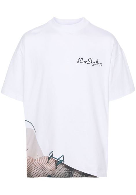 T-shirt con stampa in bianco - uomo BLUE SKY INN | BS2304TS034WHT