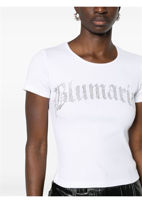 T-shirt con strass in bianco - donna BLUMARINE | 2T048AN0100