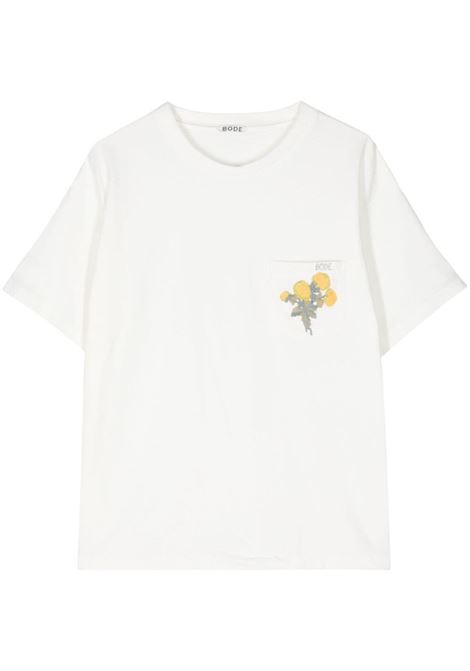 T-shirt Flower con ricamo in bianco di Bode - uomo BODE | MRS24CS033CRM
