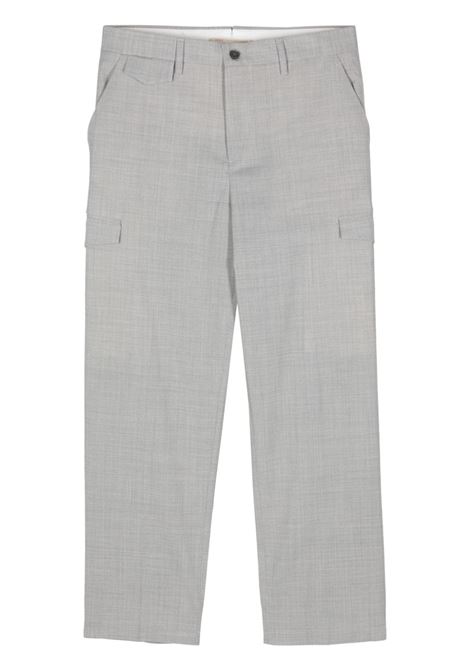 Grey cropped cargo trousers - women