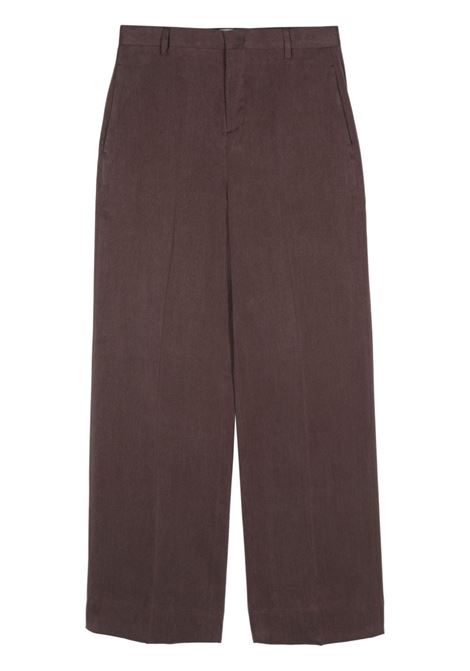 Brown pressed-crease straight trousers - women BRIGLIA 1949 | LUTETIAW32410200046