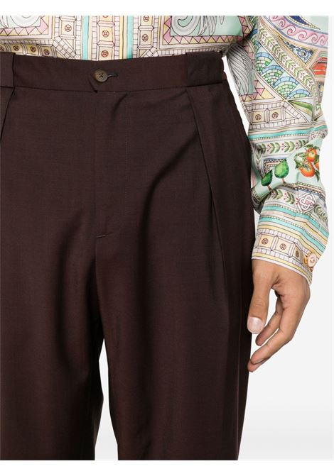 Brown pleat-detail trousers - men BRIGLIA 1949 | PORTOBELLOS32410800056