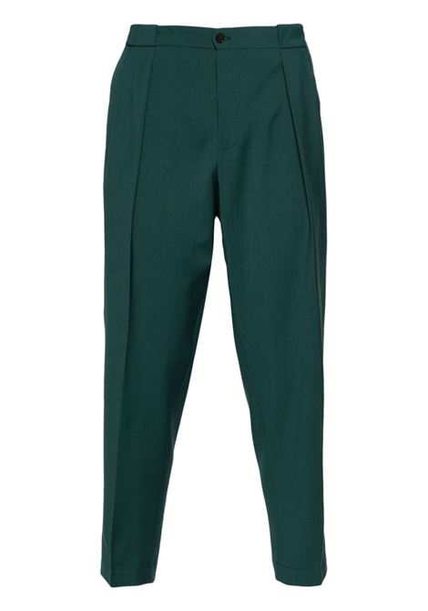 Green pleat-detail trousers - men