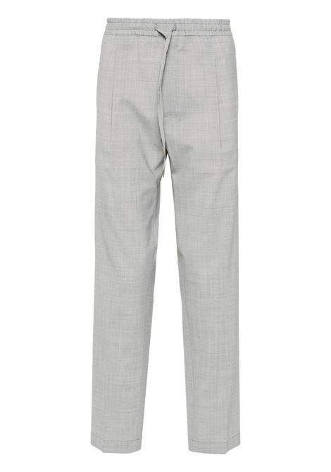 Grey pleat-detail tapered trousers - men