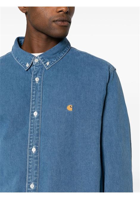 Blue logo-embroidered denim shirt - men CARHARTT WIP | I0319280160