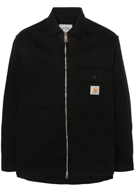 Black Rainer herringbone shirt jacket - men