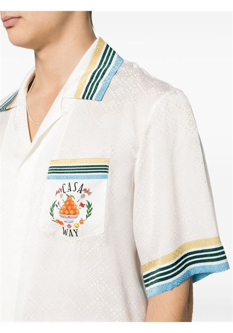 Camicia con monogramma Casa Way in bianco - da uomo CASABLANCA | UMPS24SH00302WHT
