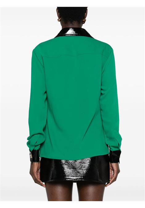 Camicia con colletto a contrasto in verde - donna CASABLANCA | WS24SH11802