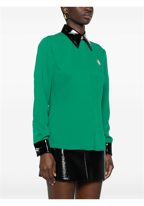Green contrast-collar shirt - women CASABLANCA | WS24SH11802