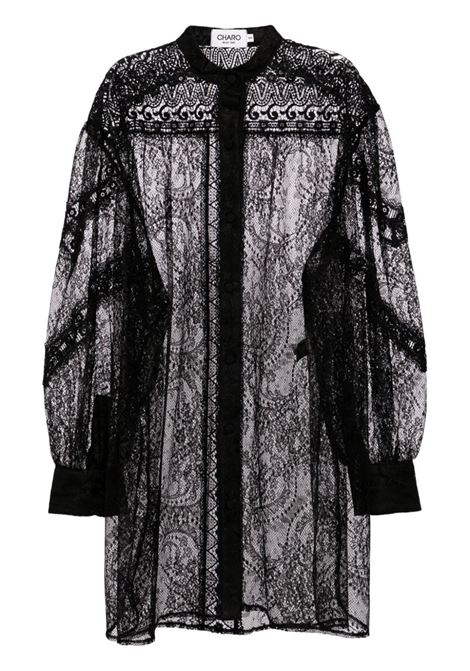 Black semi-sheer long-sleeved blouse Charo Ruiz Ibiza - women CHARO RUIZ IBIZA 1989 | 241216BLK