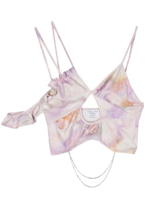 Liliac Lily watercolour-print cropped top Collina Strada - women