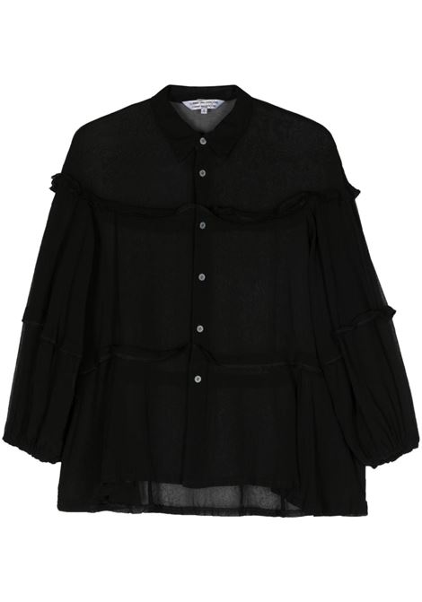 Black exposed-seams sheer shirt COMME DES GARCONS - women