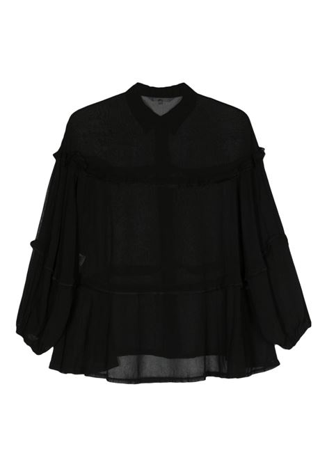 Black exposed-seams sheer shirt COMME DES GARCONS - women COMME DES GARCONS COMME DES GARCONS | RMB0021
