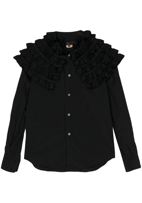 Camicia a maniche lunghe con ruches in nero di Comme Des Garçons - donna