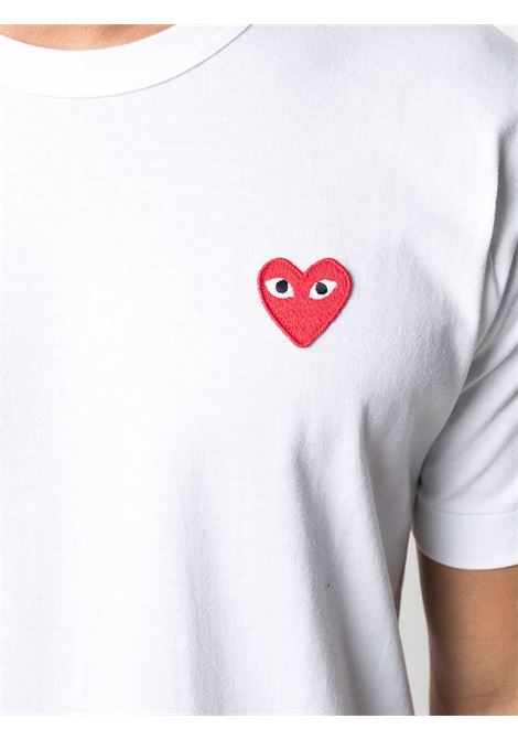 T-shirt con logo heart eyes  in bianco - uomo COMME DES GARCONS PLAY | P1T0341